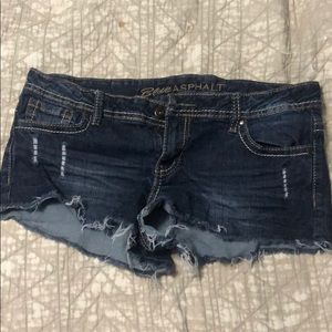 Blue asphalt jean shorts